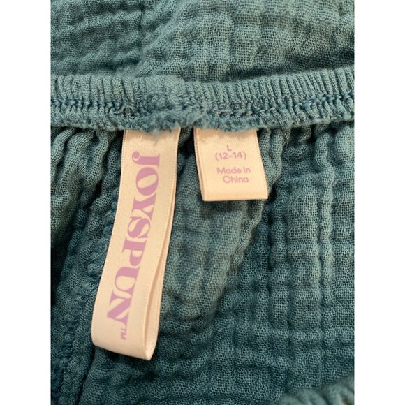 Joyspun Cropped Blouse Sz Large Top Dk Turquoise Off Shoulder Gathered Neckline - Picture 6 of 10